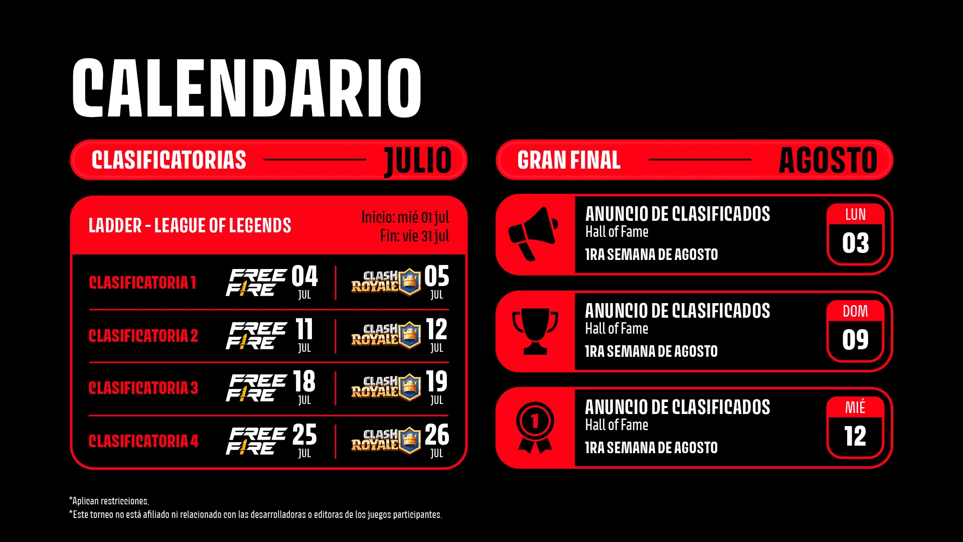 Calendario de Torneos