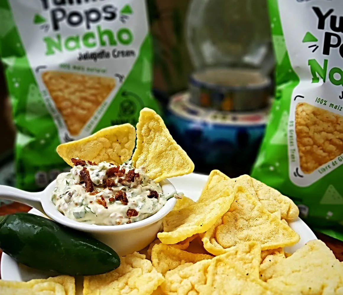 Cheese and Bacon Dip with Yummi Pops Nacho Jalapeño Cream