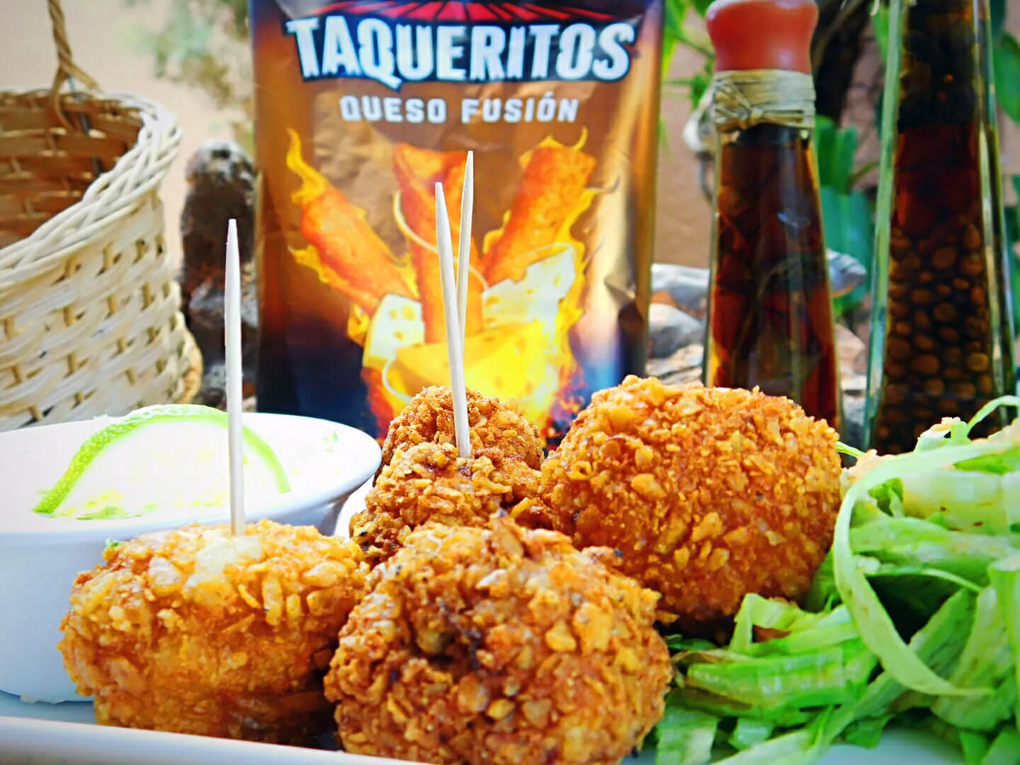 Mini Meatballs with Fusion Cheese Taqueritos