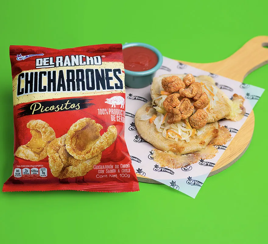 Pupusas with Del Rancho Chicharrones