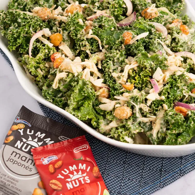 Kale salad with peanut vinaigrette