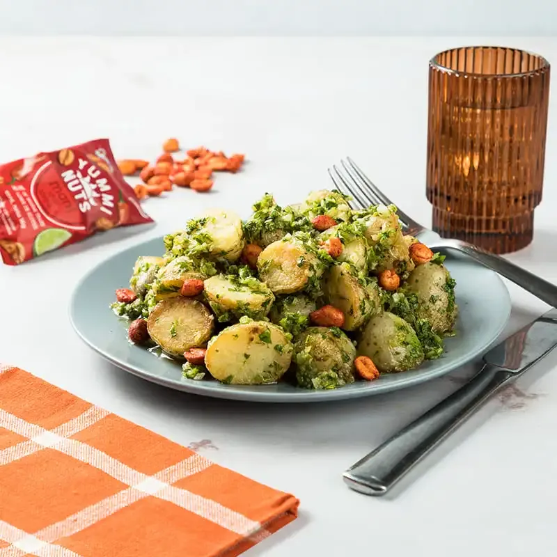 Potato Salad with Peanuts with Yummi Nuts Chile Toreado