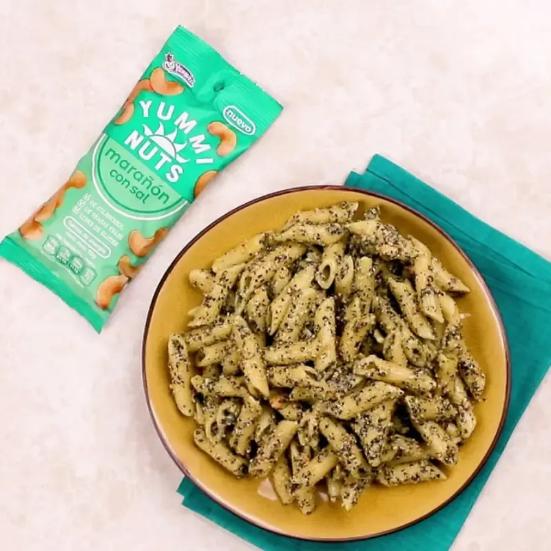 Pasta Feather with Cashew Pesto with Yummi Nuts Cashew with Salt